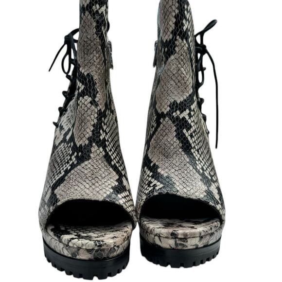 New ALLSAINTS Micaela Suede Lace-Up Boots Size 37 Open Toe Snake Skin - Picture 6 of 9